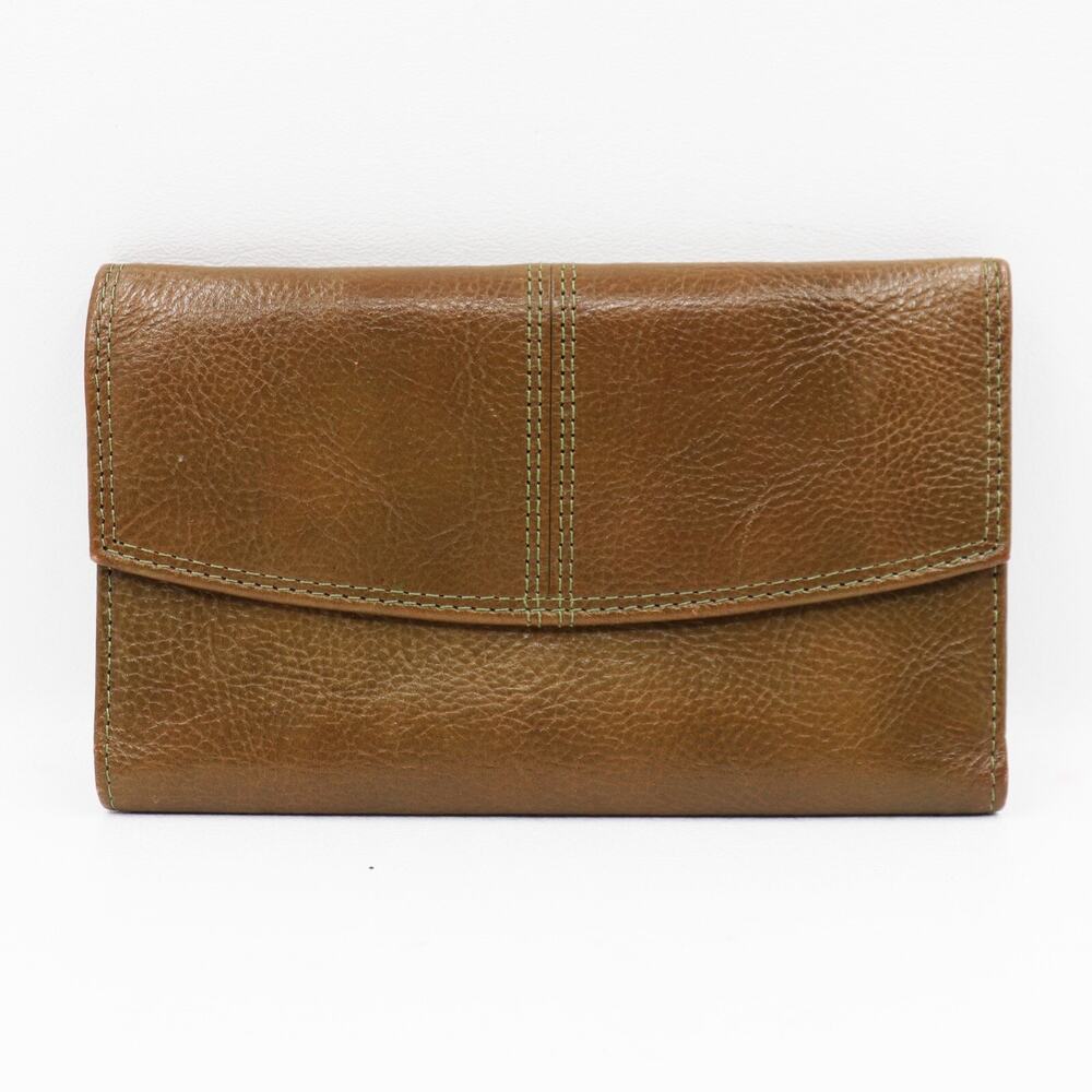 Target Wallet Brown Pebble Leather Trifold Envelope Checkbook Cards Clutch ID